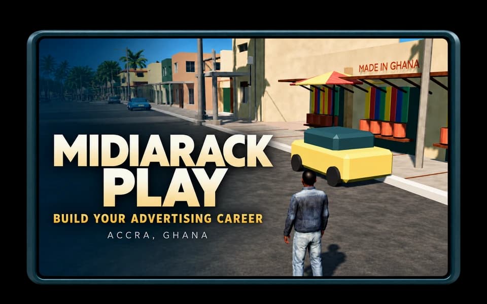 Midiarack Play on a teal-framed game display